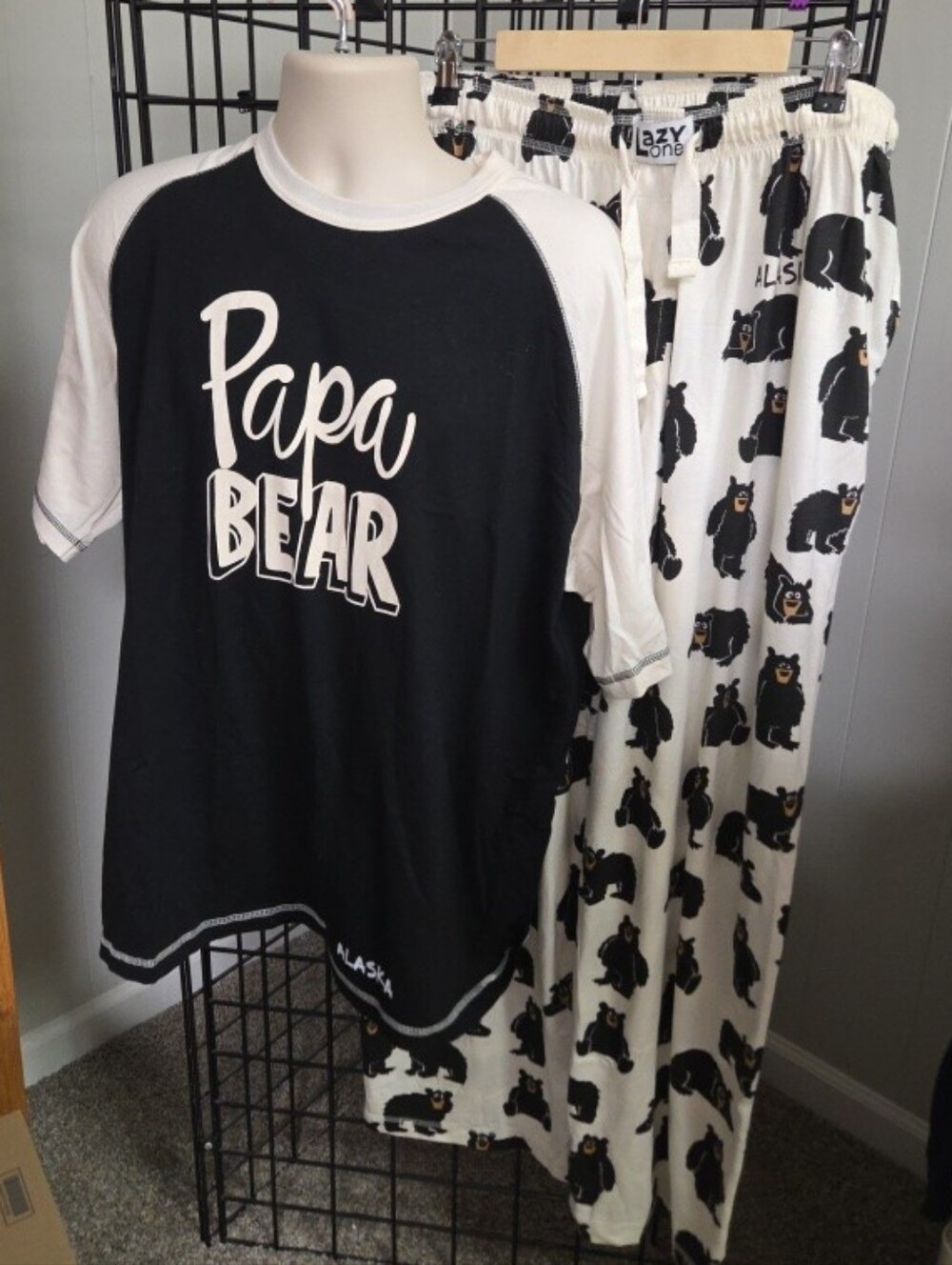 NWOT Lazy One Papa Bear pajama set XXL ss tee top unisex pj bottom cotton